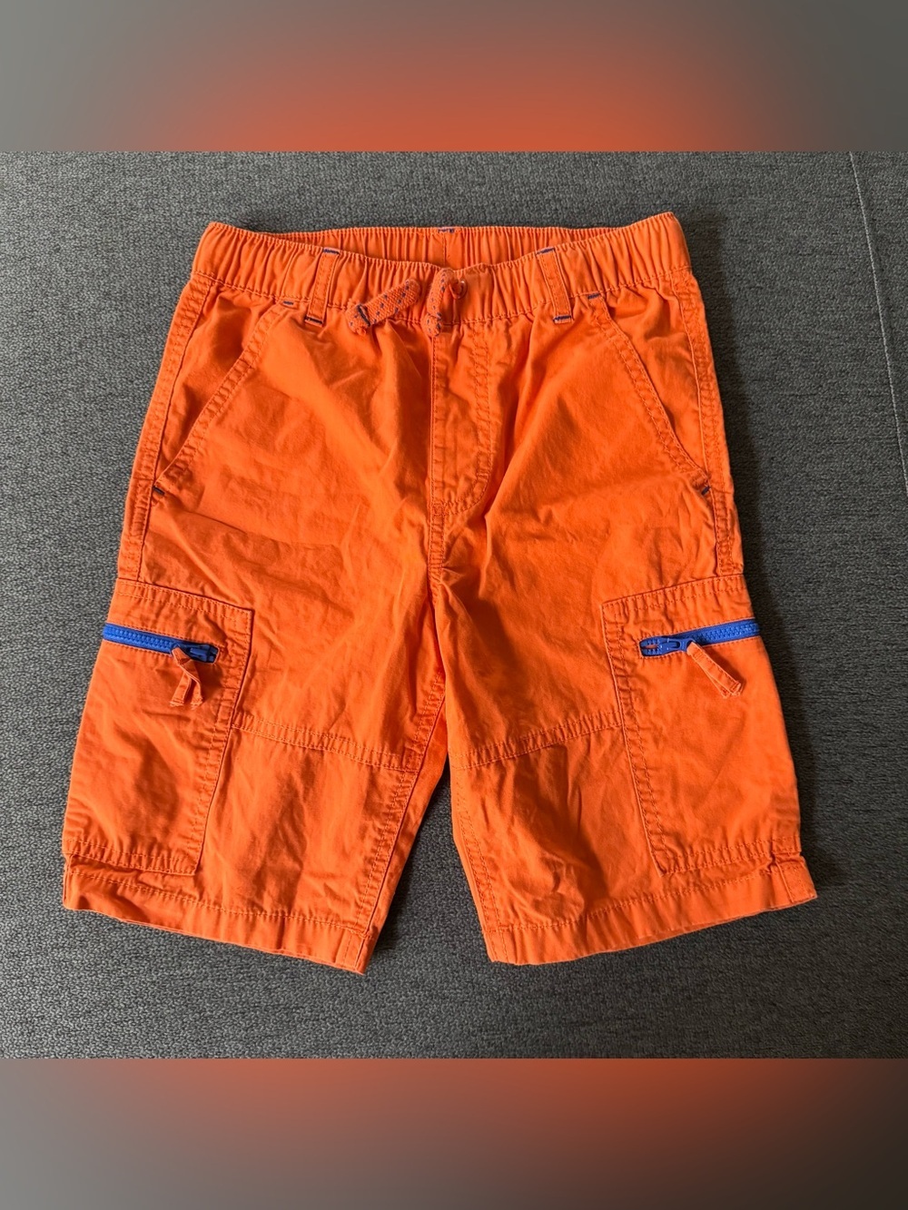 Gymboree Start Your Engines bright orange cargo shorts Boys 8